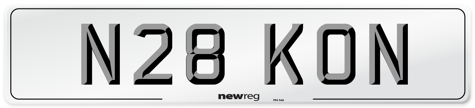 N28 KON Number Plate from New Reg
